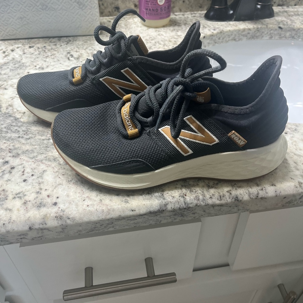 New Balance Charcoal and Tan Athletic Shoes